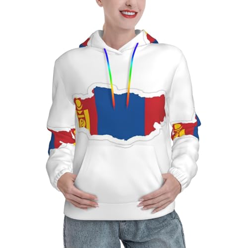 Sweat à capuche drapeau mongol avec grande poche kangourou isolante