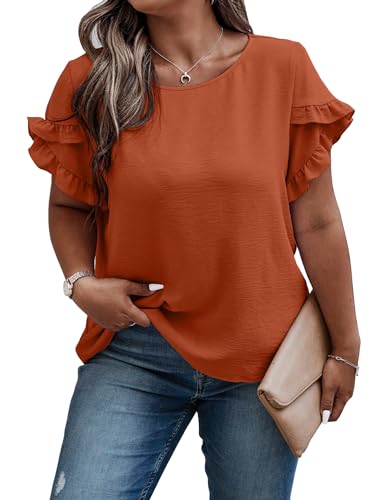 Image of Sugathari Elegant Top, Women's Solid Petal Sleeve Round Neck Ruffle Trim Top II Tops for Women /Girls (TOP 118)