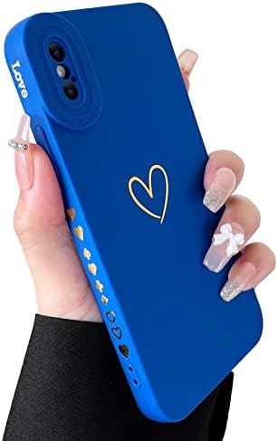 SmoBea Compatible with iphone 14 Case, Cute Gold Heart Pattern Phone Case for Women Girls With Side Small Love Pattern Silicone Protective Shockproof Phone CasePink
