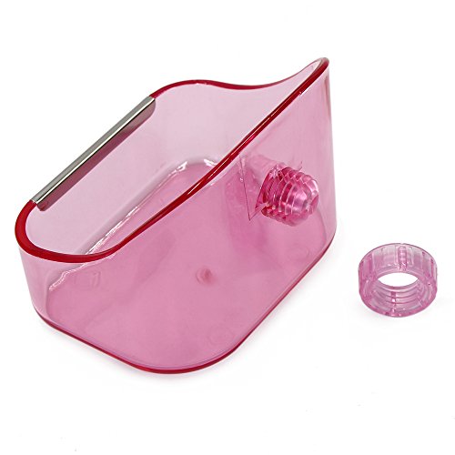 MoMaek Small Animal Supplies Plastic Pet Rabbit/Guinea Pig/Galesaur/Hamster Grass/Food/Water Double Use Container/Feeder/Bowl/Dish (Light Pink)