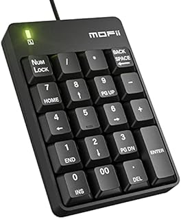 MOFII Wired Number Pad Numeric Keypad Silent 19 Keys USB Numpad, Portable Financial Accounting Keyboard 10 Key for Laptop/Computer/PC/Notebook/Surface Pro - Black