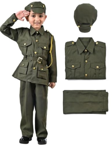 Image of BookMyCostume Premium Fabric Army Soldier with Whistle Professional Community Helper Kids Fancy Dress Costume 3-4 Years