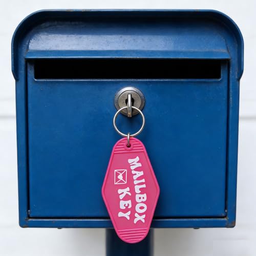 Image of Mailbox Key Keychain Black Mail Key Ring Motel Key Chain