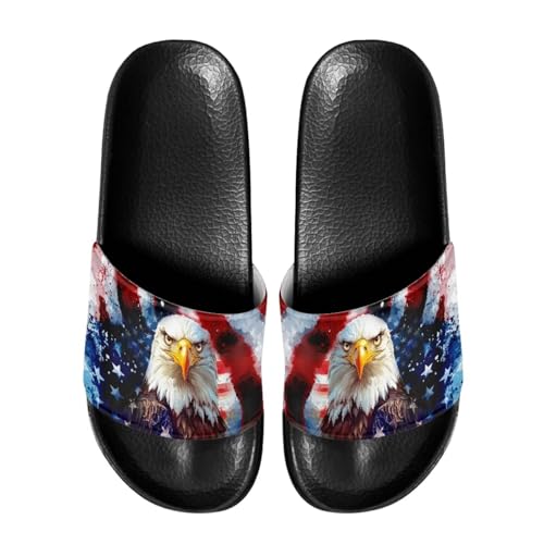 Image of 250 Anniversary USA Sandals Women's Slide Sandals Open Toe 4th of July Sandals for Women Size 8 Non-Slip Womens Beach & Pool Slides