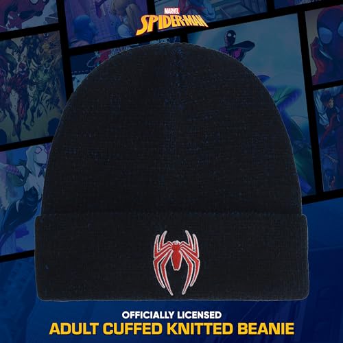 Image of Marvel Spider-Man Beanie Hat, Blue, One Size | Soft, stretchy fabric for a cozy, comfortable everyday fit.