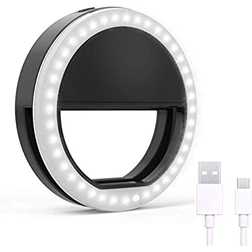 Selfie Ring Light - 36 LED Ring Light for IPhone & All Smartphones - Rechargeable Circle Light Phone Ring - Clip on Selfie Ring Lighting for Video Recording - 3-Level Adjustable Brightness Ring Lights