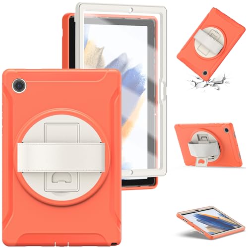 Coque Samsung Galaxy Tab A8 10.5 orange antichoc avec protège-écran SM-X200