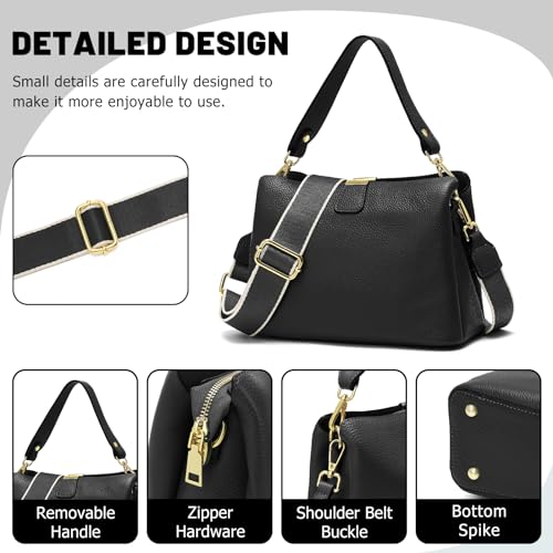 Image of Small Women Soft Genuine Leather Shoulder Bag Crossbody Purses for Lady Bucket Handbag