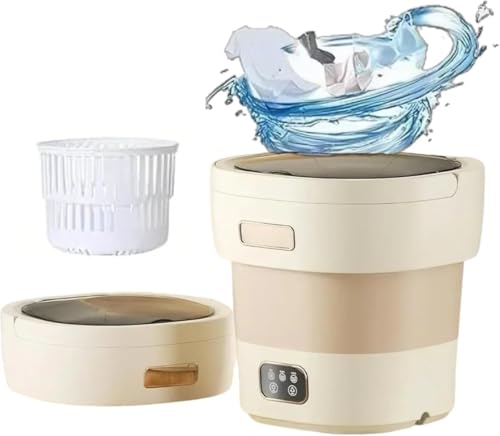 SIzlaho 折りたたみ式で速乾機能付きの洗濯機。下着、靴下、ベビー服の洗濯、消臭、速乾に最適です。家庭用、持ち運び可能、洗濯、消臭機能付き、12L容量、3段階のスピード調整機能付き。 (12L,ライトイエロー)