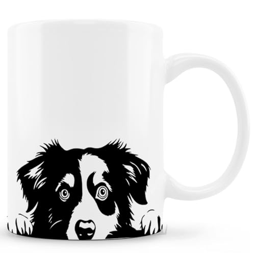 Zomhix Funny Peeking Border Collie Mug, Border Collie Gifts for Women Men, Gifts for Dog Lovers, Ceramic Coffee Mug 11 oz
