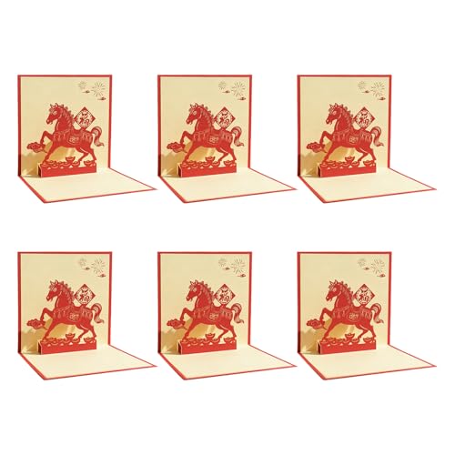 Tarjeta de felicitación festiva con caballo de papel para cenas de Año Nuevo