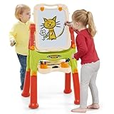 Excellent Cadeau pour les Enfants : Avec son design élégant et sa fonctionnalité double face, le chevalet d'art magnétique encourage les frères et sœurs ou les amis à jouer et à créer ensemble. Il aide les enfants à développer l'imagination, la créativité, la coordination motrice et la coordination œil-main, ce qui en fait un excellent cadeau pour les garçons et les filles.