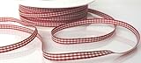 Länge: 50m / Breite: 6mm KAROBAND 50m x 6mm WEINROT - BEIGE Vichy gewebtes Schleifenband DEKOBAND Geschenkband VICHYKARO kariert ohne Draht