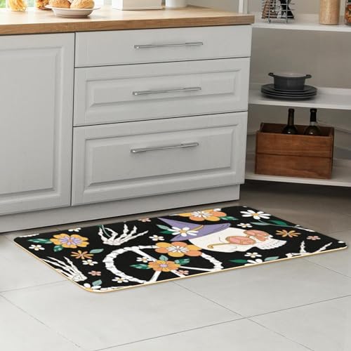 Alfombrillas de cocina con margaritas juego de 2 alfombras absorbentes lavables 7
