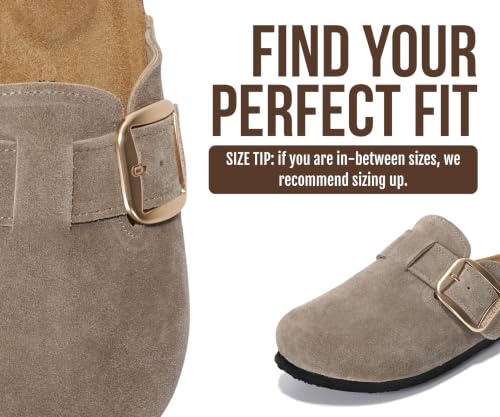 Image of Project Cloud 100% Genuine Leather Clogs for Women Shoes - Memory Foam Insole, Non-Slip & Natural Cork Footbed Arch Support Big Buckle Womens Clogs and Mules Footwear (Manchester)