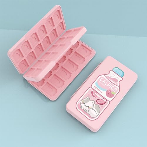 Vsenkes Caixa de suporte de cartão de jogo portátil rosa compatível seguro automaticamente adsorvido