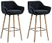 Produktbild CLP 2er Set Barhocker Grant Mit Hochwertiger Polsterung Und Stoffbezug I Thekenhocker Mit Vierfußgestell Aus Holz, Farbe:schwarz
