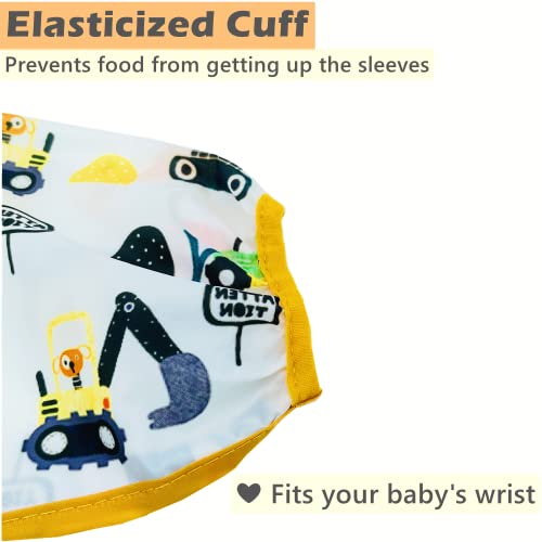 Haimoburg 3 Pcs Waterproof Long Sleeves Baby Bibs Weaning Smock Bib 3-24 Months #TOP4
