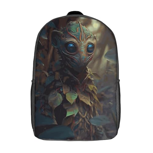GQmoney Mochila escolar Alien Forest de 17 pulgadas para niños impresa en 3D Mochilas escolares para libros de viaje de alta capacidad para niños estudiantes de primaria y secundaria