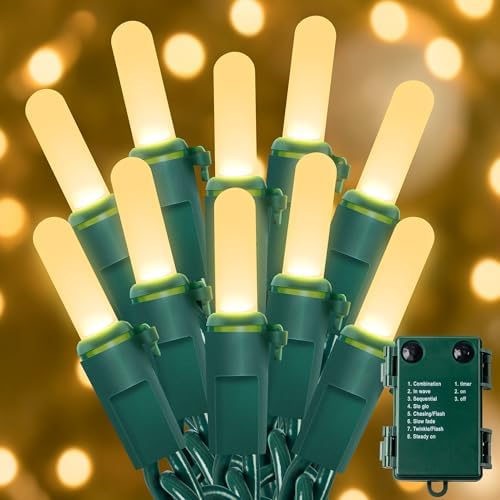 Battery Operated Christmas Lights,50 LED 16.4 FT Mini String Lights with 8 Modes,Green Wire Memory Timer USB Xmas Tree Light Outdoor Waterproof for Holiday Party Indoor Decorations(Warm White)