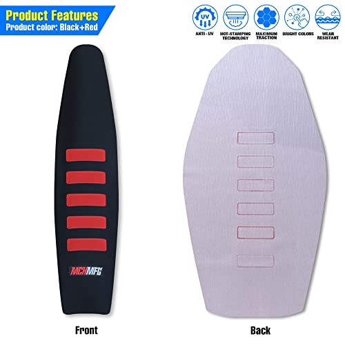 Mchmfg Motorcycle Universal Seat Cover Non-Slip Suitable Rubber Striped Gripper Soft For Crf Wr Wrf Rmz Yzf Sxf Exc Exc Xc Sx Cr Klx 250 Dirt Pit Bike Motocross Off Road Motorbike (Red) #TOP7