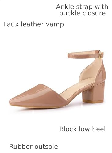 Allegra K Allegra K Women's Pump Pointed Closed Toe Low Chunky Heels Nude Pumps 8 M US