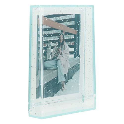 GOWENIC Phot Storage Box, PC Material Crystal Texture for Holding 3 Inch Instant Camera Photos, Perfect for Weddings, Baby Photos, and More (Green Transparent Glitter)
