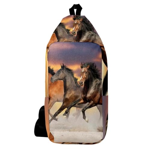 Sac à dos bandoulière trois chevaux galopant pour voyage et rando