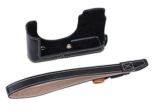 Pdxd-Share Pu Leather Camera Half Case Bottom Opening Case For Leica D-Lux Type 109 Camera (Black) #TOP2