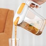 Fruit Infuser Water Pitcher | 3L/1.3Gal Fridge Door Water Jug with Handle, Plastic Pitcher with Flip Top Lid | Hot/Cold Beverage Maker for Iced Tea Lemonade Juice | High Heat Resistance (Grey)