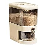 Rice Dispenser, Grain Container Storage, Measuring Cylinder With Lid, Sealed Rice Jar, Household Rice And Flour Drawer, Rice Storage Box, Grain Dispenser Barrel For Kitchen (White, 5 KG)