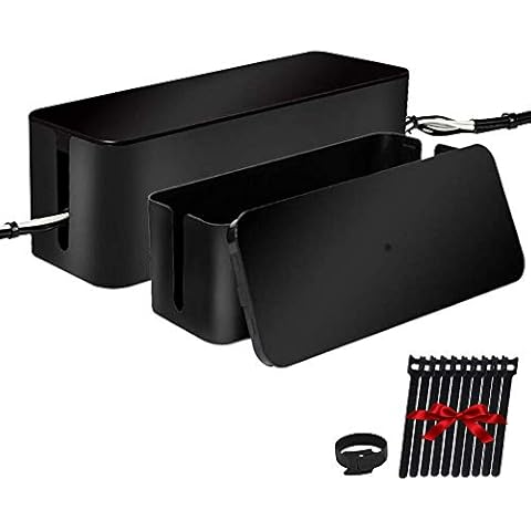 ShellKingdom Cable Management Box, 2 Set Cable Organizer for Cable and Cord Management, Storage and Holder to Cover and Hide & Power Strips & Cords (Black) Cover