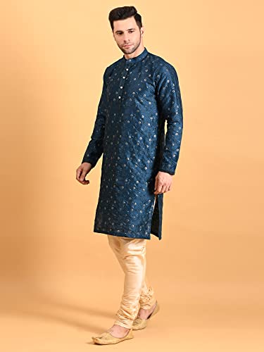 Image of Uri and MacKenzie Embroidery Silk Men's Kurta Pyjama Set