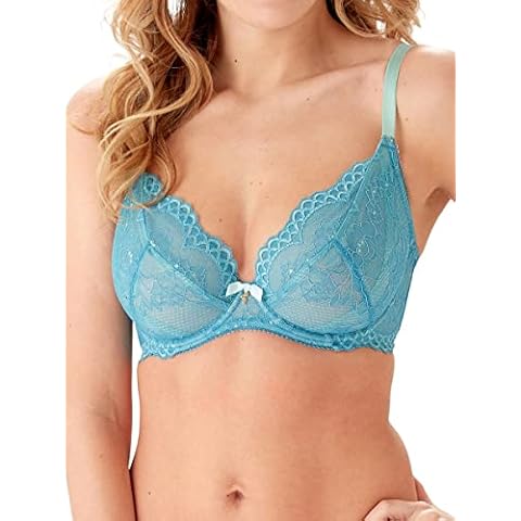 Gossard Women's Superboost Non-Padded Plunge Bra, Ocean Blue, 36E Cover