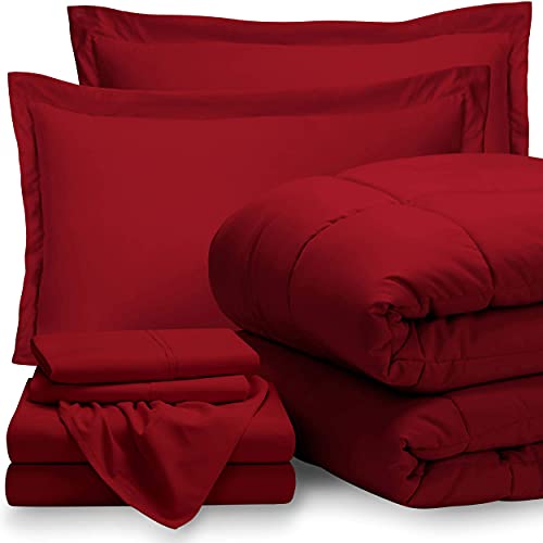 Bare Home Queen Sheet Set - 1800 Ultra-Soft Microfiber Bed Sheets (Queen, Red) + Comforter Set - All Season (Queen, Red) Bare Home Queen Sheet Set - 1800 Ultra-Soft Microfiber Bed Sheets (Queen, Red) + Comforter Set - All Season (Queen, Red)