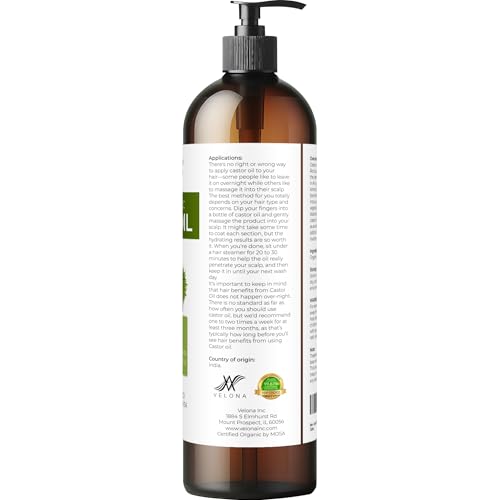 velona USDA Certified Organic Castor Oil - 8 Fl Oz | For Hair, Boost Eyelashes, Eyebrows | Cold pressed, Natural Oil, USP Grade | Hexane Free, Lash Serum, Caster… - Thumbnail 4