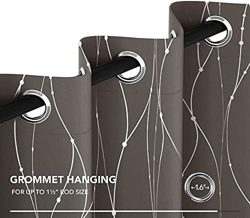 Miniatura 7 de Deconovo Cortinas blackout con ojales para sala de estar, 63pulgadas de largo, con diseño de líneas onduladas con puntos (42 x 63 pulgadas, gris