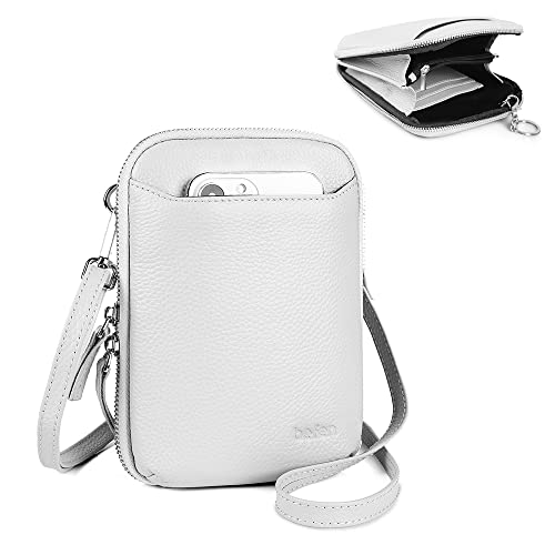 Image of befen Genuine Leather Crossbody Cell Phone Purse for Women, Small Zip Around RFID Blocking Crossbody Wallet Bags