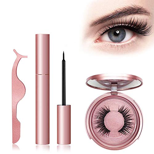 Preisvergleich Produktbild Magnetische Wimpern Eyeliner, Sinicyder Natürlich 3D Wimpern Set, Wasserdichtem Langlebigem Magnetic Eyeliner, Wiederverwendbare Künstliche Dual Magneten Magnetic False Eyelashes + Edelstahl Pinzette