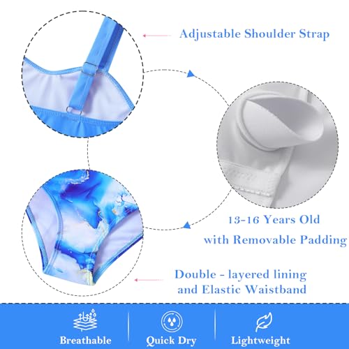 Image of Funnycokid Girls Bathing Suits One Piece Swimsuit with Cover Up Kids Swim Suit Size 8-16