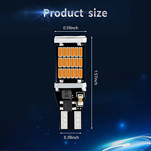 Qodolsi Pack-4 Car Led Reversing Lights, T15 4014 45Smd Super Bright Led Bulbs, Error Free Led Tail Lights Turn Lights, For Car Truck Backup Reverse Lights (Yellow) #TOP1