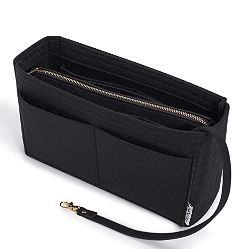 Vercord Felt Organizer Insert For Purse Handbag Tote Bag In Bag Inside Shaper Divider Neo Black Slender Medium