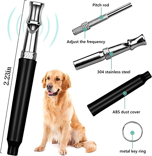 Dog Whistle, 2 Pack Professional Dog Whistle Stop Barking For Dogs, Recall Training, Adjustable Ultrasonic Silent Dog Whistle To Stop Barking Training Control Tool For Dogs, With Black Strap Lanyard #TOP1