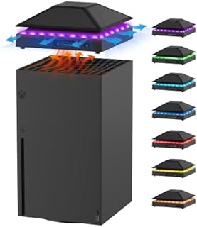 Cooling Fan for Xbox Series X, Wiilkac 3 Levels Adjustable Speed Cooler Fan System 1800/2000/2200 RPM, Low Noise Top Fan with RGB LED Light, Extra 2 USB Port & Touch Switch