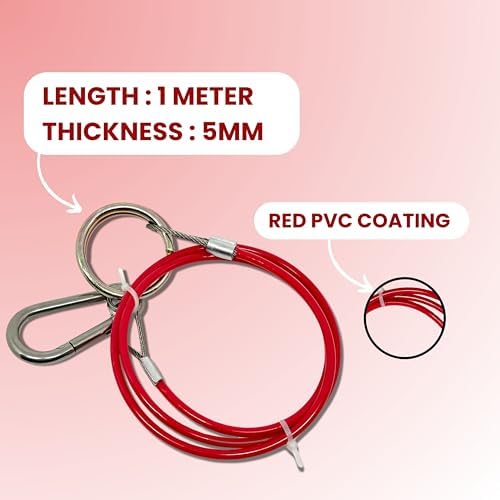 Cable Acier Câble De Sécurité Frein De Rupture Pour Remorque/ Caravane - 1 Mètre - Avec Gaine Réfléchissante Rouge - Jusqu'à 3.5T Cable Jack