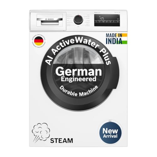 Bosch 7 kg 5 Star Front Load Fully-Automatic Washing Machine, Steam Antibacterial Tech, AI ActiveWater, 15 Wash Programs, 53L Large Drum, SoftCare Pad