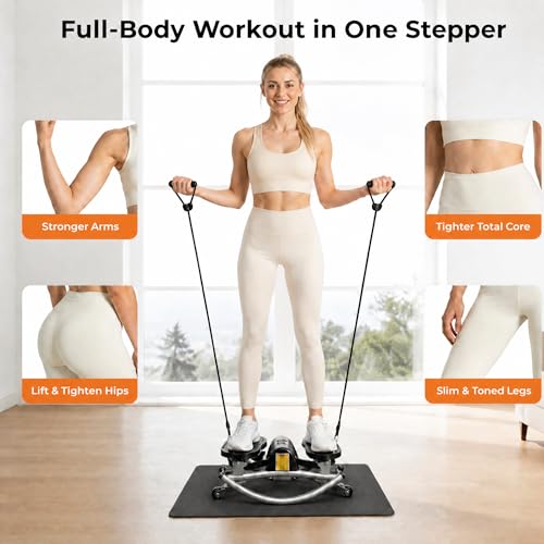 Image of Rock Fitness Stepper with Resistance Bands & Non-Slip Mat