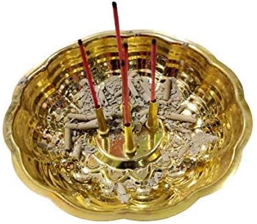 Brass Agarbatti Stand Plate with Ash Catcher