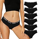 Allxwek Women's Cotton Underwear Fashion Seamless Bikini Mid Waist Panties 6-Pack 3411 BL-M
