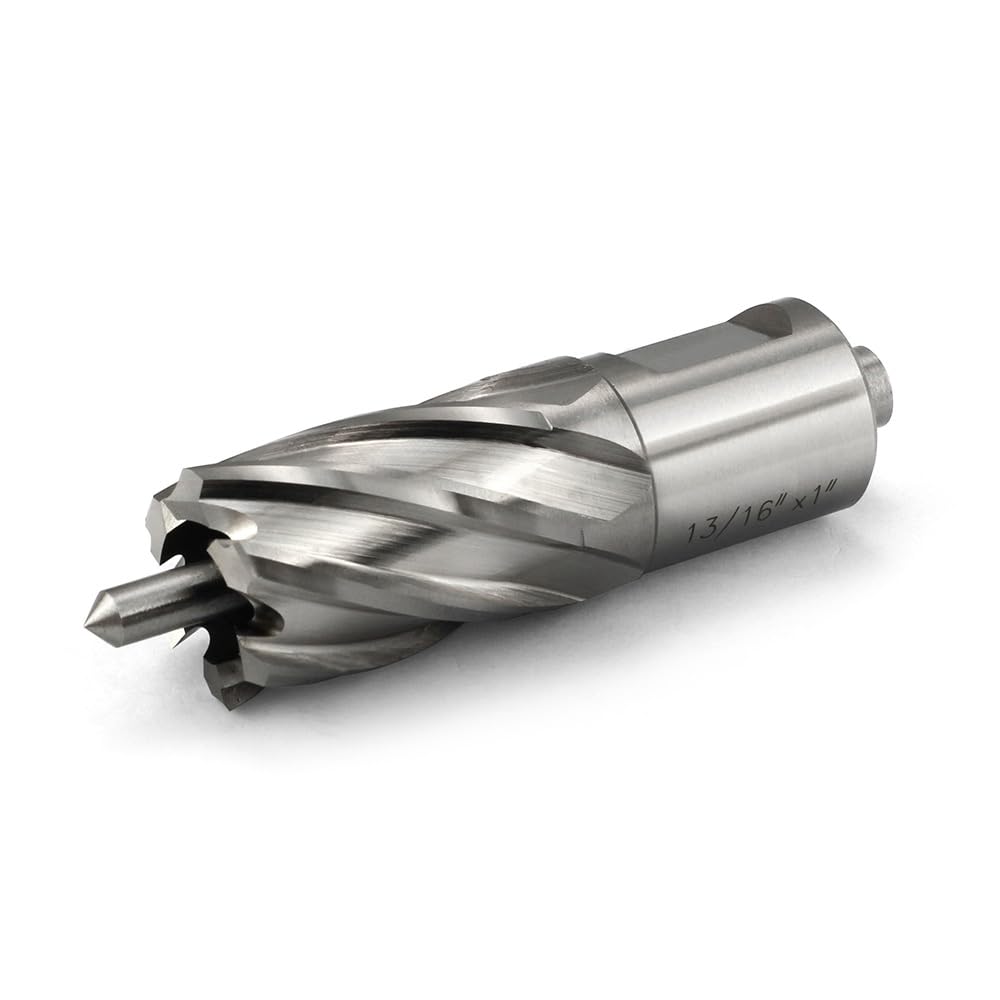 Annular Cutter JESTUOUS 13/16 Inch Cutting Diameter 3/4 Weldon Shank 1 Cutting Depth with Pilot Pin Slugger Bits HSS Kit for Magnetic Drill Press,1 Piece